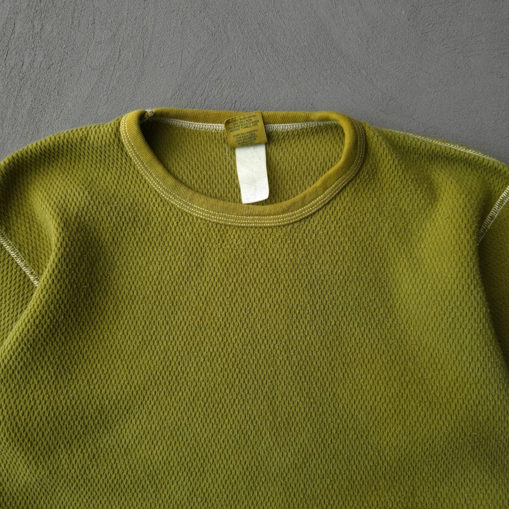 Vintage 90s St John's Bay Green Thermal T-shirt XL Made in USA Waffle Knit - Picture 3 of 8
